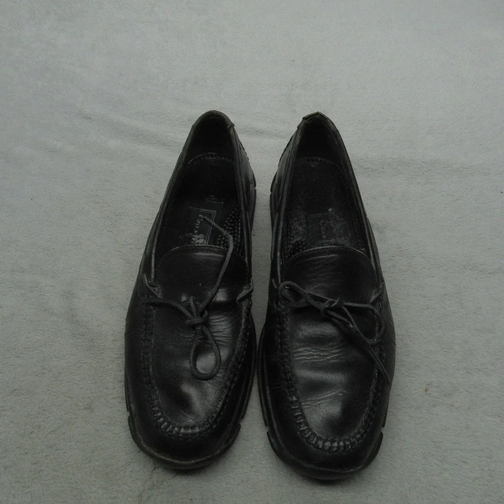 Cole Haan Mens 10M Loafers‎ Black Leather Moc Toe Slip On Classic Casual Dress